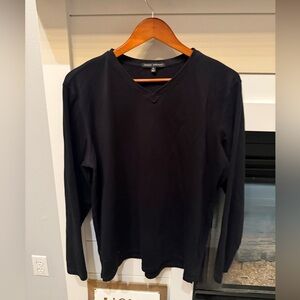 Men's Black V-Neck Shirt Robert Barakette size XL super soft classic